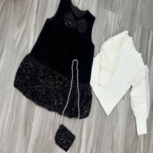 3pcs Sequin gown with bag